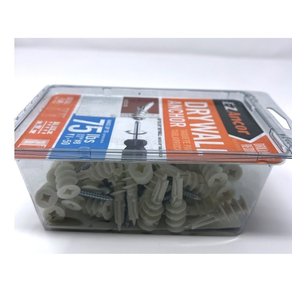E-Z Ancor #25310 - Twist-N-Lock 75 lb. Self-Driving Drywall Anchor 50pc NIP 5/8" - Picture 2 of 13